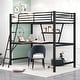 preview thumbnail 2 of 10, Modern Twin Size Metal&MDF Loft Kids Bed with Built-in Desk and Shelf