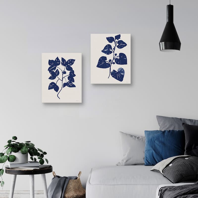 Indigo Botanical I, Indigo Botanical II by Stellar Design Studio Canvas Art Prints