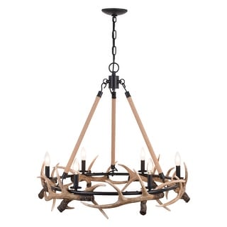 Chandelier 6 Light Bronze Rope Accent Farmhouse Lighting Fixture - 9.84 ...