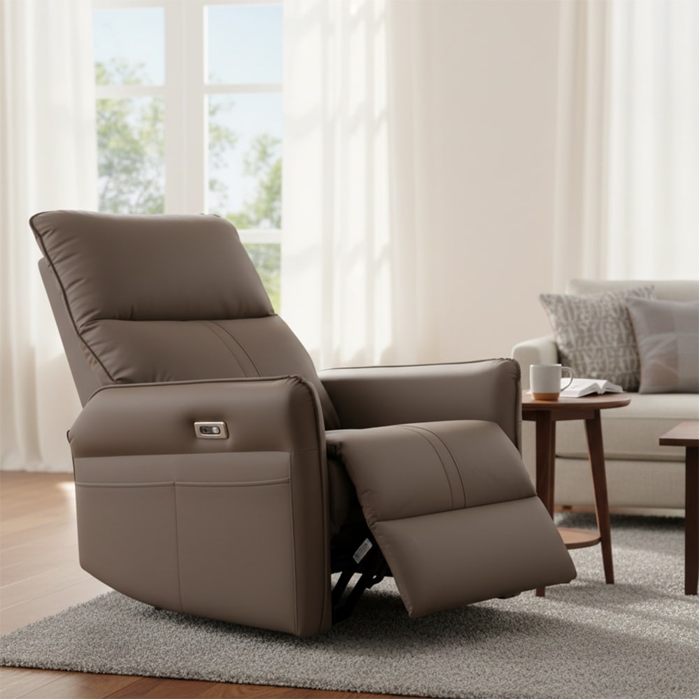 Classic Power Upholstered Recliner Chair with Glider Rocking Swivel Base and USB Ports