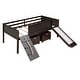 preview thumbnail 9 of 7, Espresso Pine Loft Bed with Climbing Frame, Rope, and Chalkboard - Twin Size with Slide
