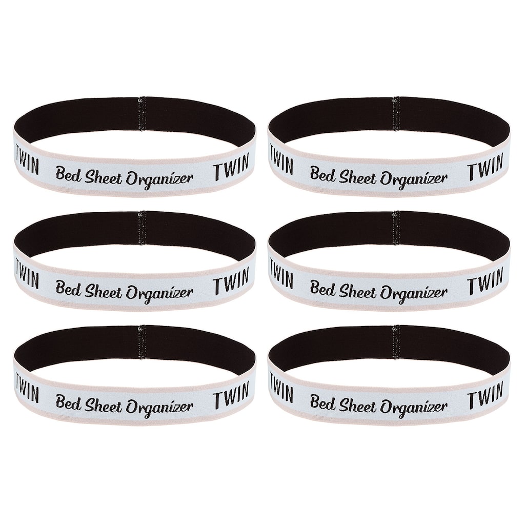 Bed Sheet Organizer Bands 325x40mm Storage Bands, Pink/White, TWIN - Pink/White