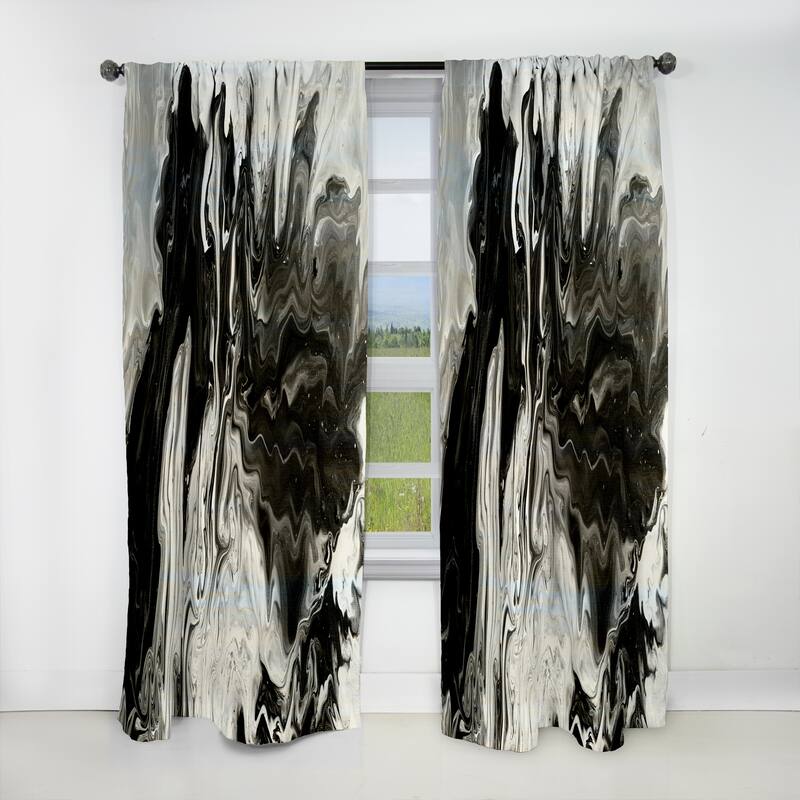 Designart 'White, Grey and White Marble Acrylic IX' Modern Blackout Curtain Single Panel