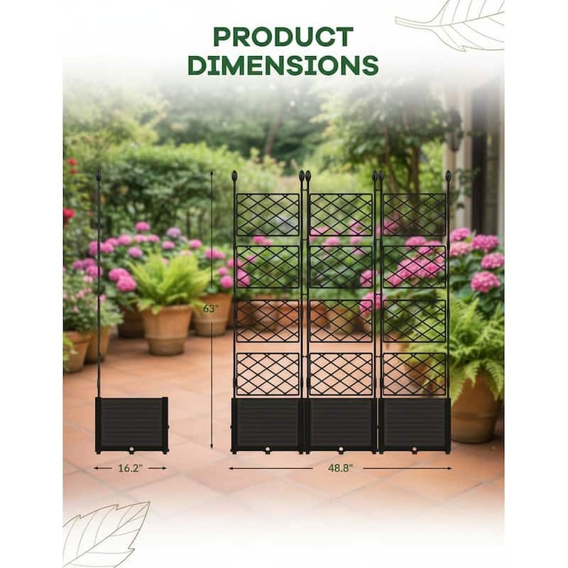 Raised Planter Box with Trellis, Balcony Privacy Screening