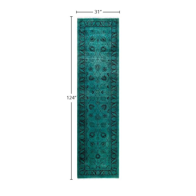 Contemporary Overdyed Wool Hand Knotted Runner - 2' 7" x 10' 4"