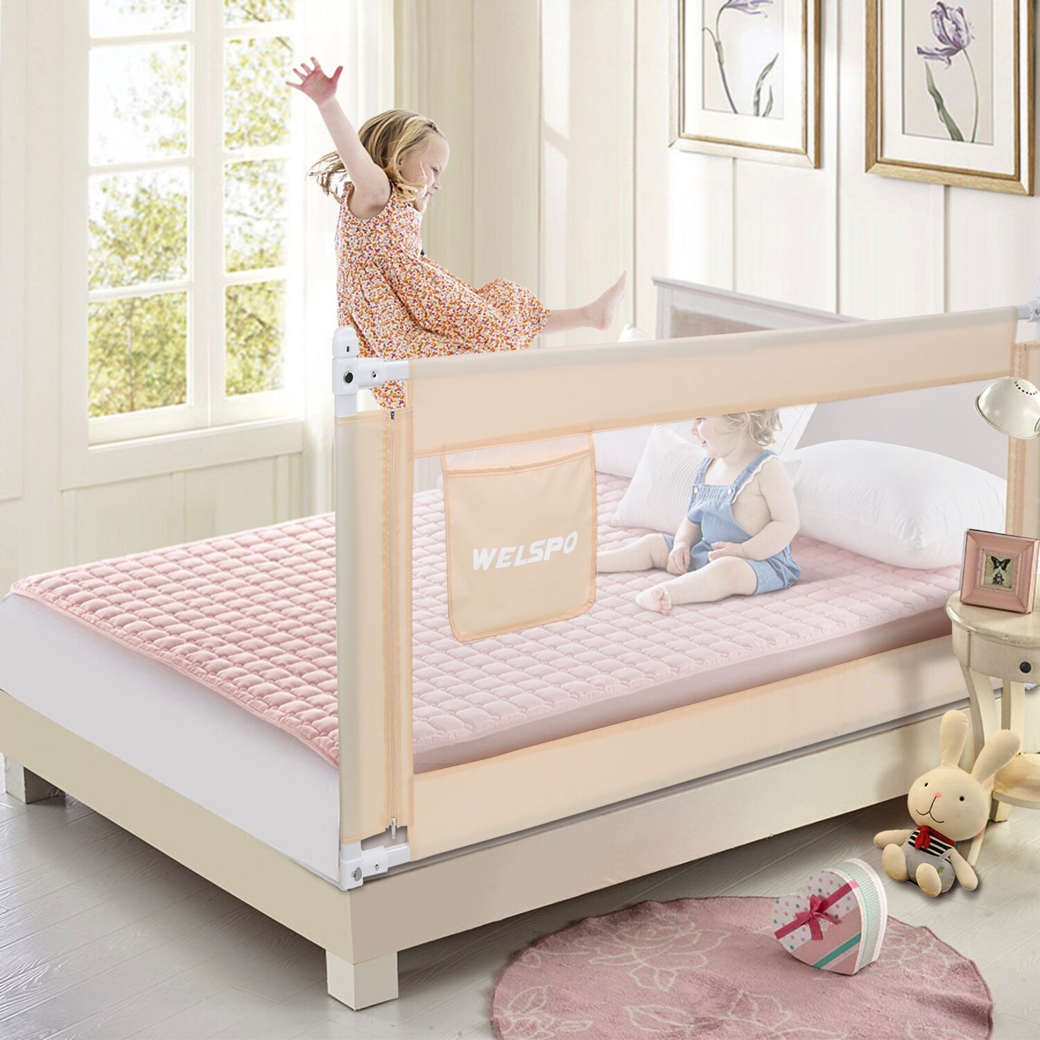 Toddler Bed Rail 70 Inch Baby Safety Bed Rails For Queen King Twin Full Size Bed Beige Color M Overstock 32047993