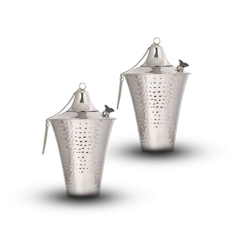 Kona Style Tabletop Tiki Torch - Hammered Nickel - 2 Pack