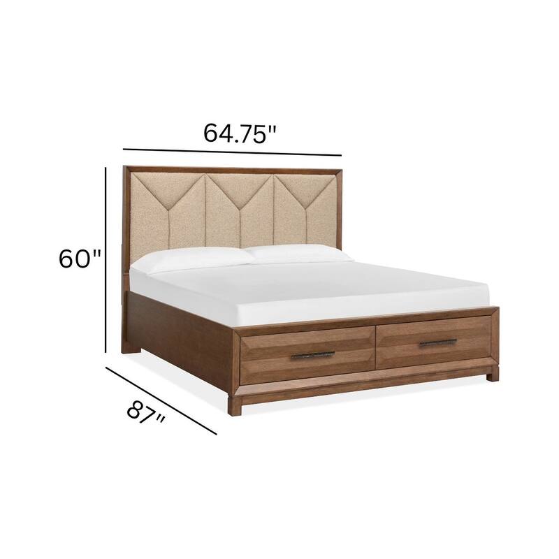 Magnussen Home Callisto Bourbon Brown Upholstered Panel Storage Bed