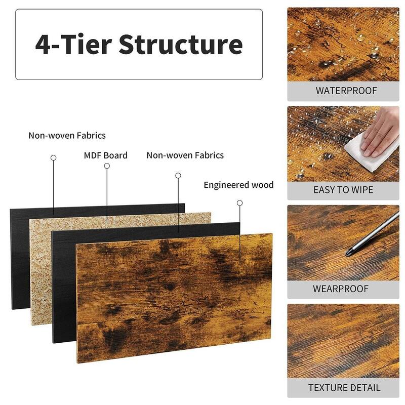 5 PCS Kitchen Counter Height Pub Table Set with 4 Stools