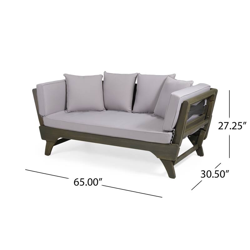 Roomfitters Modern 2-Seater Outdoor Patio Loveseat with Thick Cushions, Solid Acacia Wood Frame, Outdoor Patio Daybed