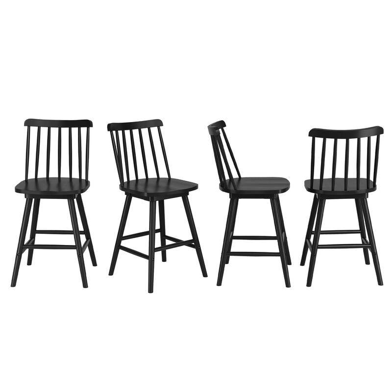 Modern 24″ Windsor Swivel Wooden Counter Height Bar Stool with Ergonomic Back
