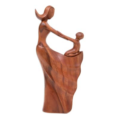 Novica Handmade Motherly Affection Wood Sculpture