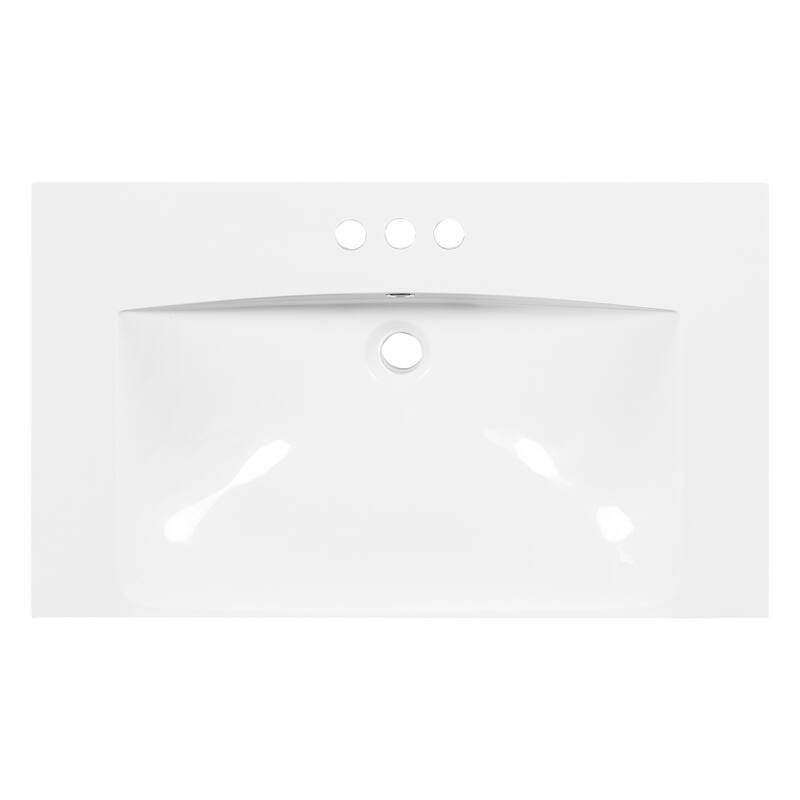 Topcraft Resin Bathroom Vanity Sink Top with Overflow - 30"