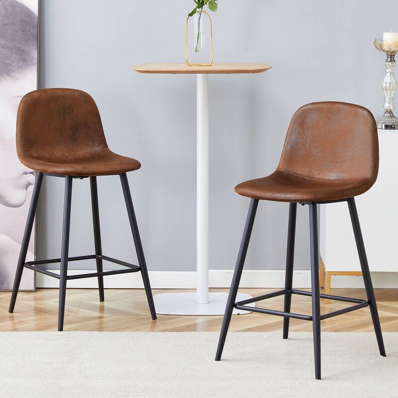 Fabric Bar Chair Set - Two Pieces, Thoughtful Design of Rounded Backrest - Black+Brown