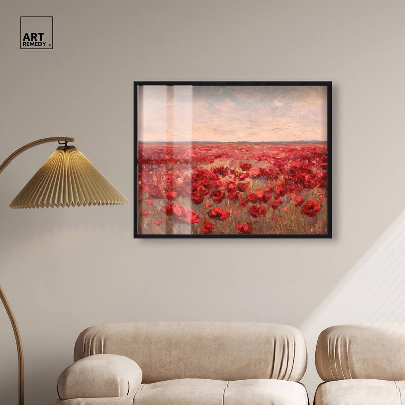 Sea of Red Poppies I Shadowbox by Art Remedy