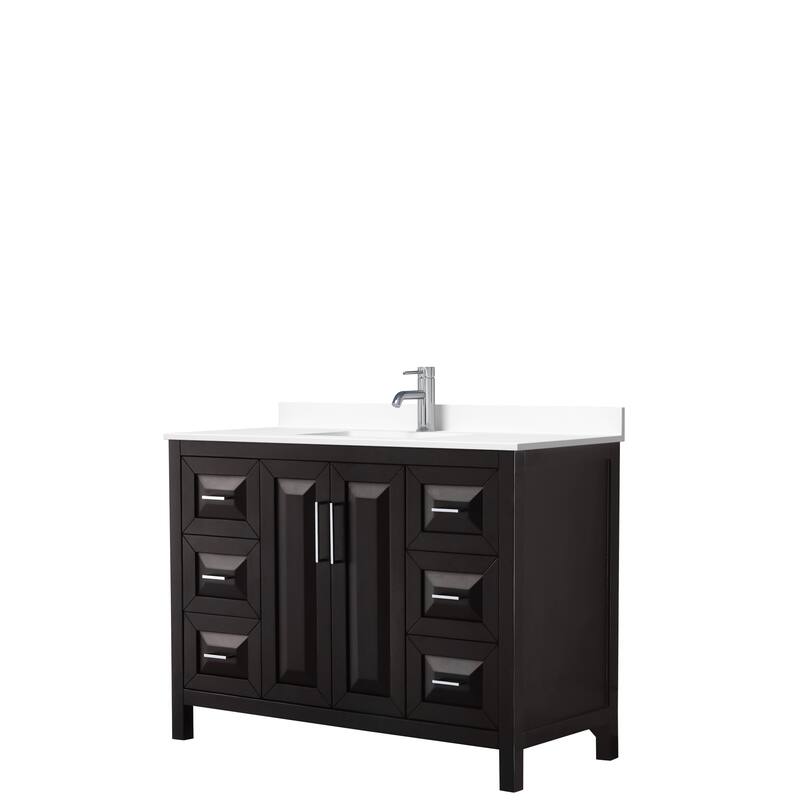 Daria 48 Inch Single Vanity, Cultured Marble Top - Dark Espresso, Chrome Trim, White Cult. Marble Top