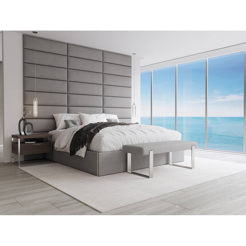 Vant Upholstered Bed Bench - Suede Charcoal Grey