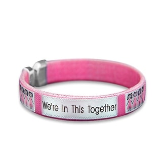 T Cancer Awareness Pink Ribbon Together Open Bangle T Cancer Awareness Pink Ribbon