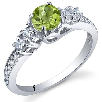 Sterling Silver 0.5 ct Peridot Birthstone Ring
