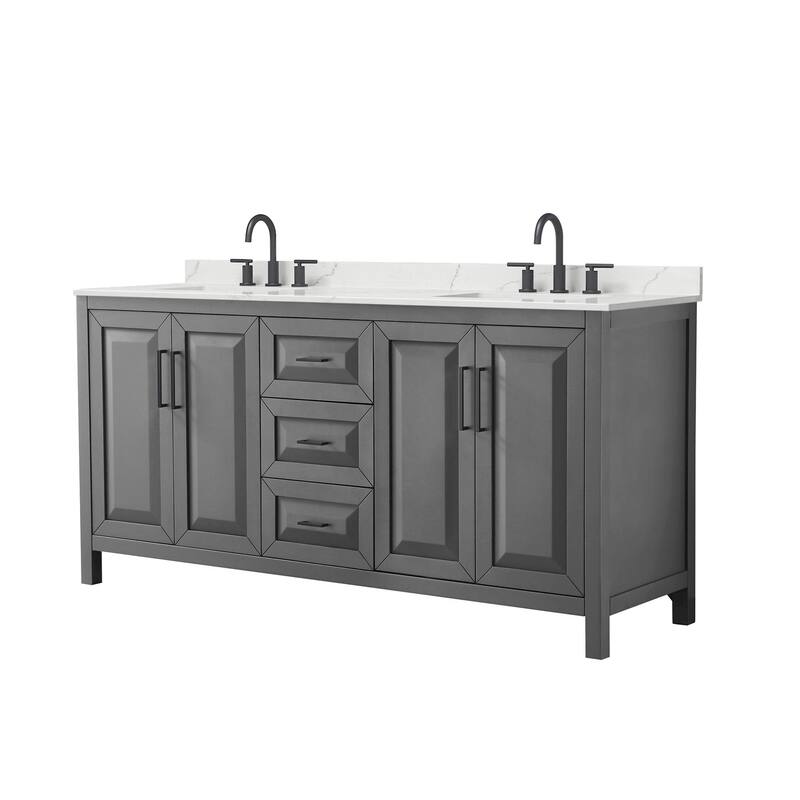 Wyndham Collection WCV252572D-QTZ-US3MXX Daria 72" Free Standing - Dark Gray / Giotto Quartz Top / Matte Black