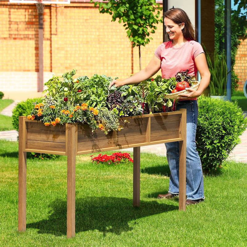 Moasis Poly Wood Raised Garden Bed Planter Box Stand for Backyard Patio Balcony
