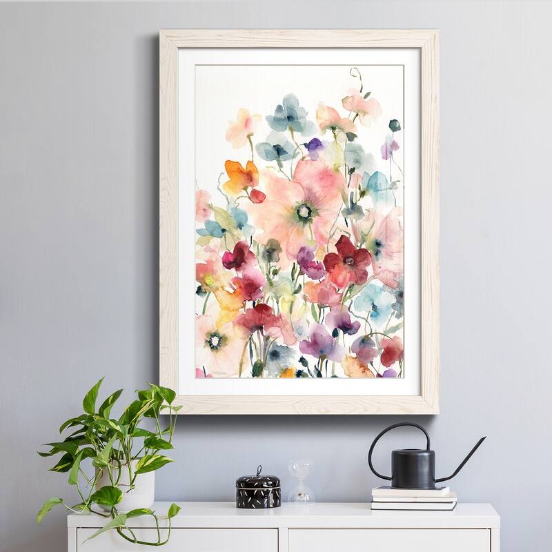 Poppies and Sweetpeas-Premium Framed Print - Ready to Hang
