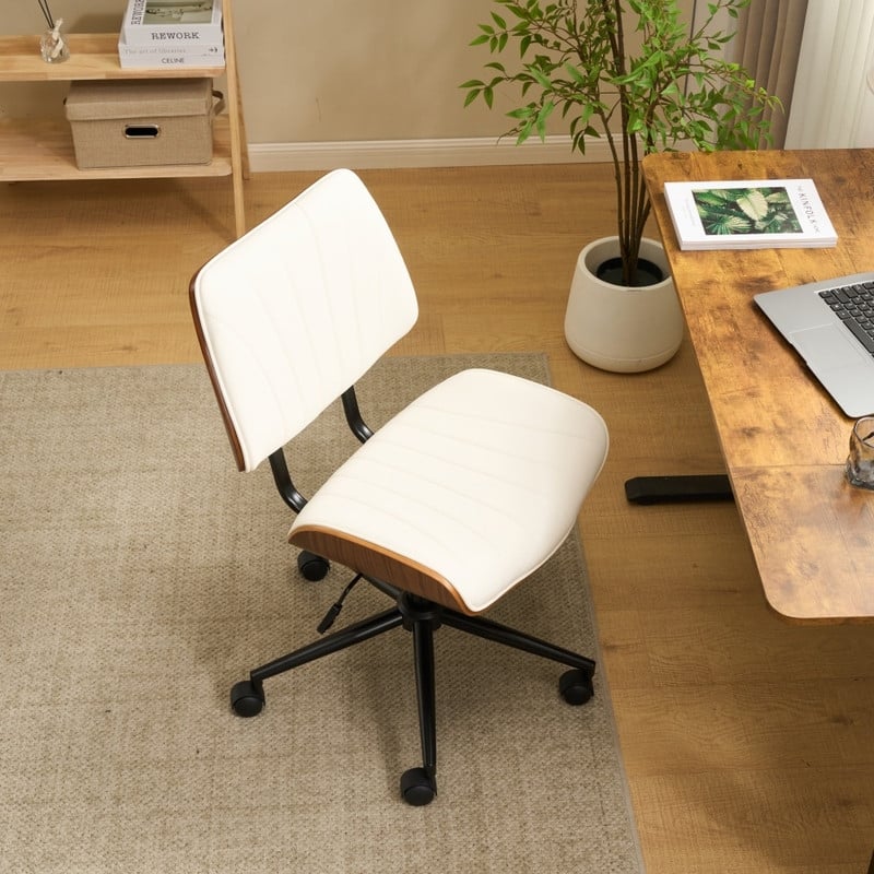 PU Trapezoid Curved Back Swivel Office Chair