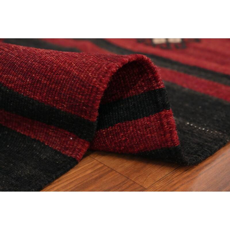 Hand Woven Oriental 100% Wool Carpet Southwestern Tribal Red Kilim Area Rug - 9' 9'' X 6' 3''