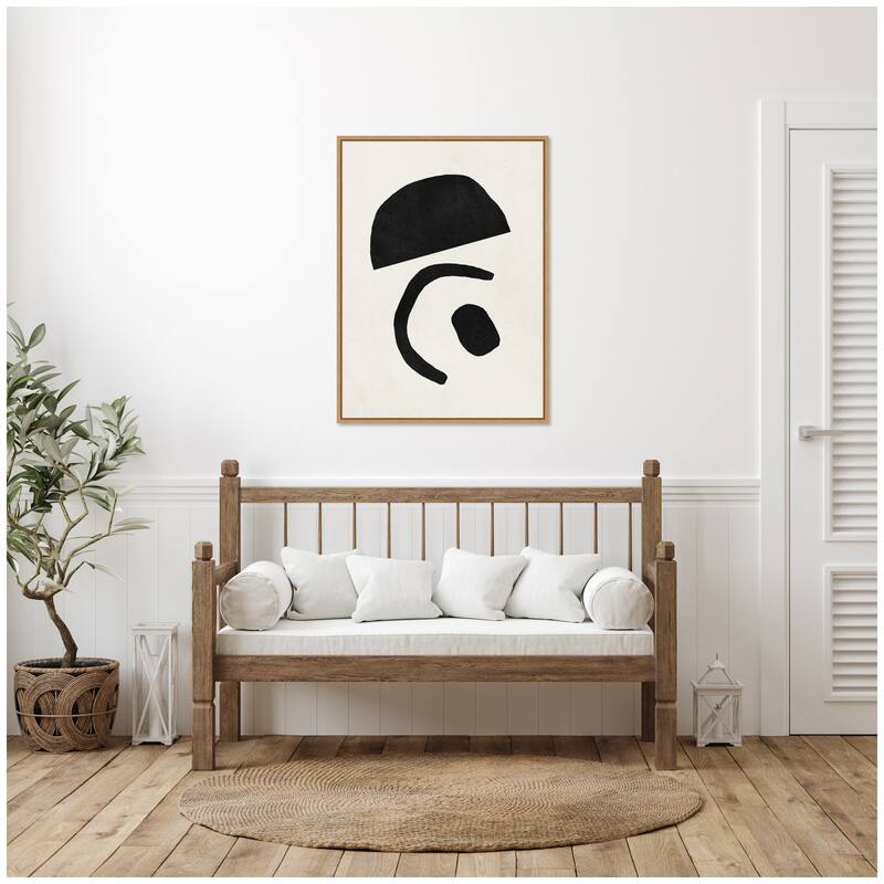 Kate and Laurel Sylvie Black Geometric Abstract 3 Framed Canvas by July Art Prints