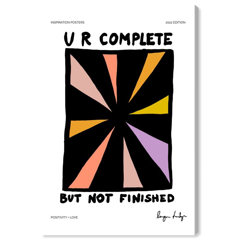 Wynwood Studio Canvas Typography and Quotes Complete is not Finished Black and Pink Modern & Contemporary Wall Art Canvas Print