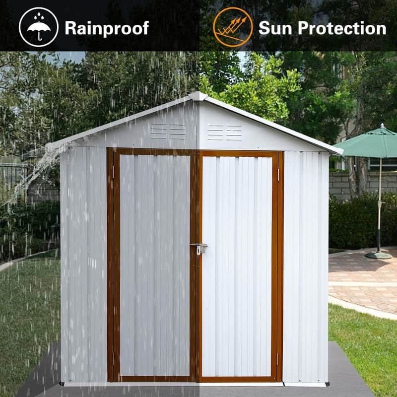6' x 4' Outdoor Storage Shed with Lockable Doors Metal Garden Sheds - 4FTx6FT