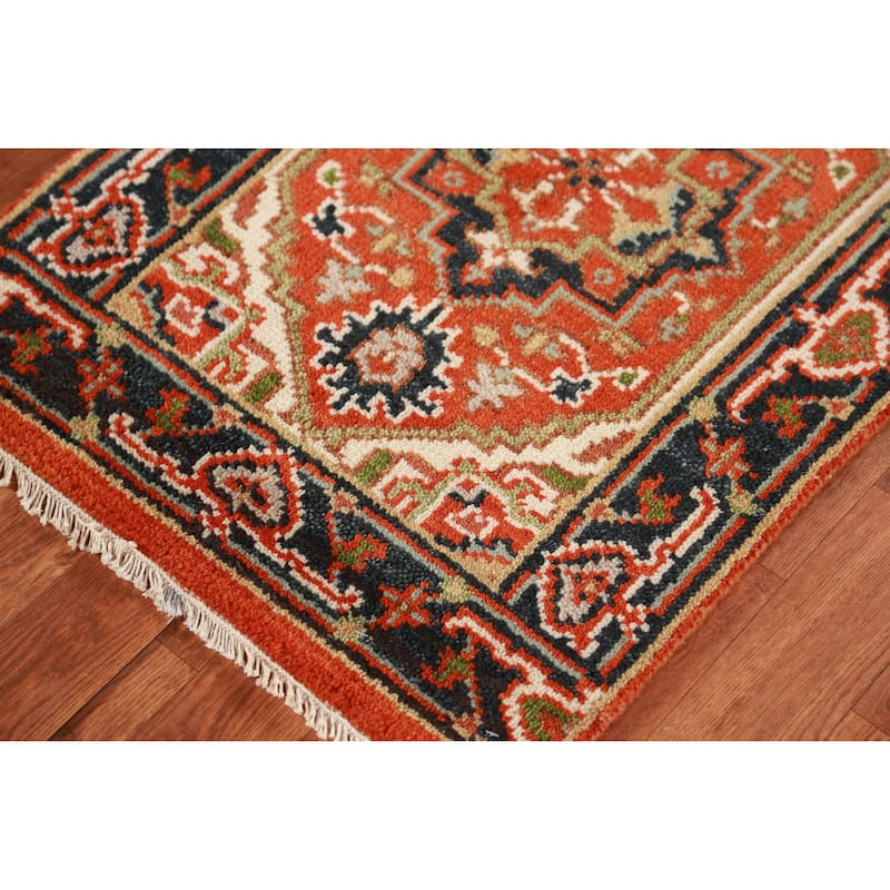 Orange Heriz Serapi Foyer Rug Oriental Handmade Wool Carpet - 2'0" x 3'0"