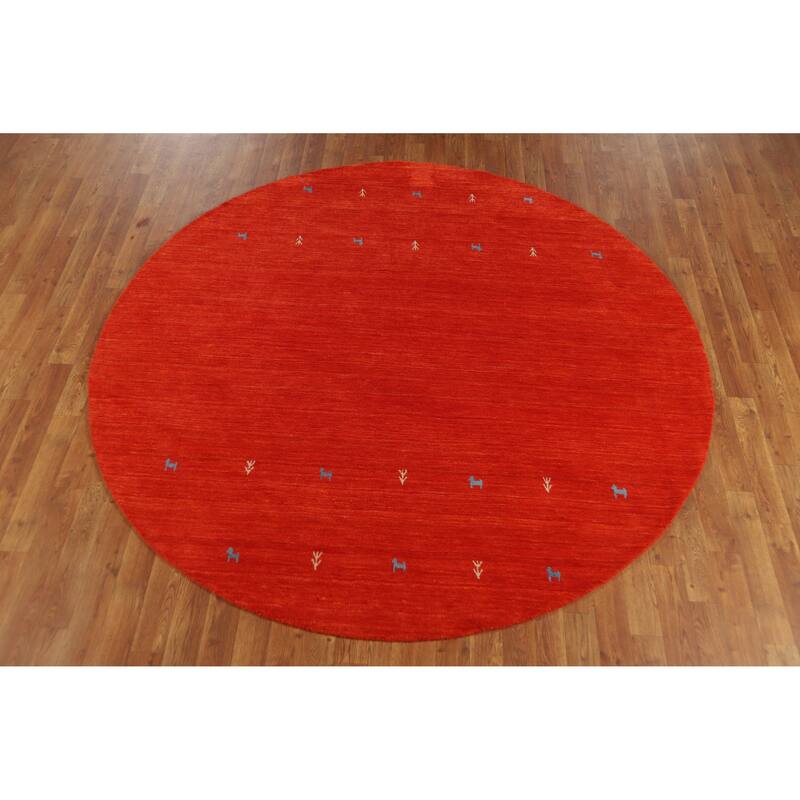 Hand Knotted Oriental 100% Wool Carpet Tribal Animal Pictorial Oranges & Rust Gabbeh Area Rug - 6' 6'' X 6' 6''
