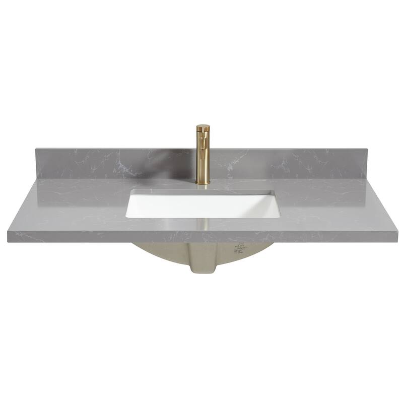 Malaga Composite Stone Vanity Top with White Rectangular Sink