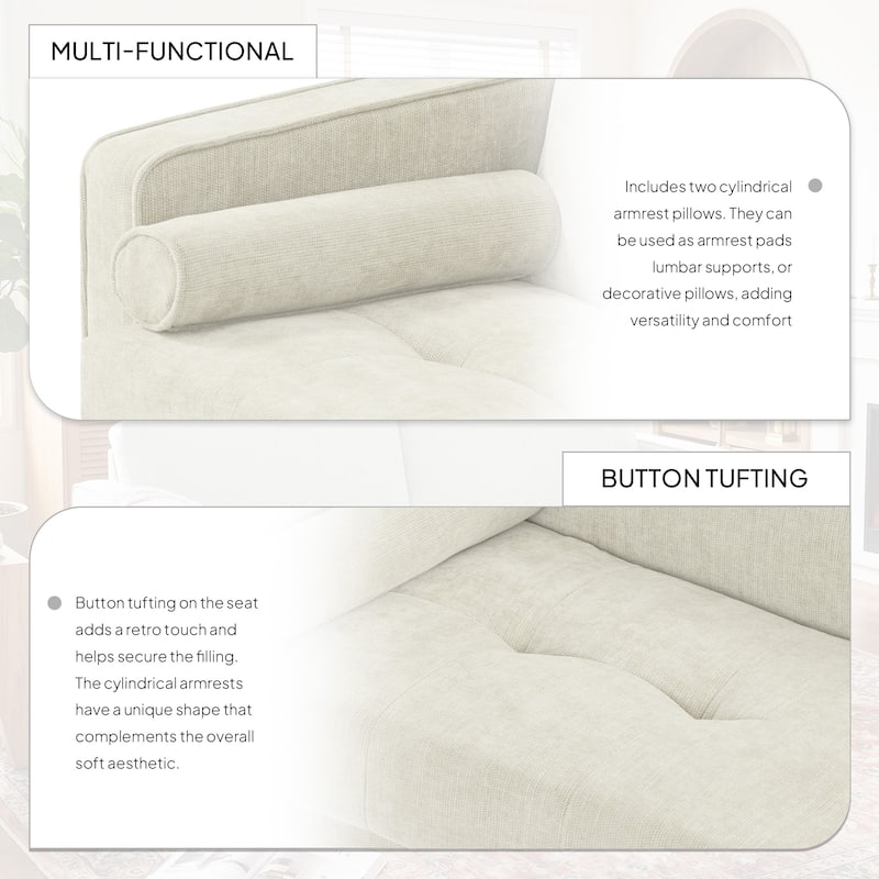 62.5'' W Corduroy Couch Upholstered Square Arm Sofa