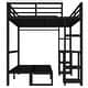 preview thumbnail 11 of 12, Queen Over Twin XL Metal Bunk Bed / Loft Bed with Desk and Shelves, Multiple Uses Bed Frame with LED Light and Charging Station