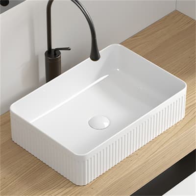 Rectangle Porcelain Ceramic Vessel Sink Above Counter