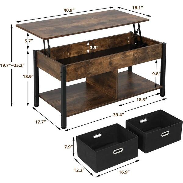 EROMMY Lift Top Coffee Table, 41'' Coffee Table with Storage and Hidden