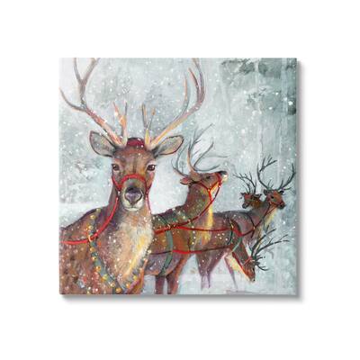 Stupell Industries Winter Reindeer Holiday Landscape Canvas Wall Art by Ruane Manning