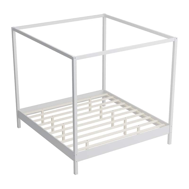 Wooden Canopy Bed Frame Four Poster Platform Bed