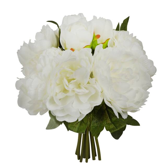 11" Peony Bouquet - White