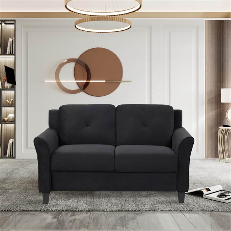 Fashionable Living Room Sofa with Double Seats - Antique Black