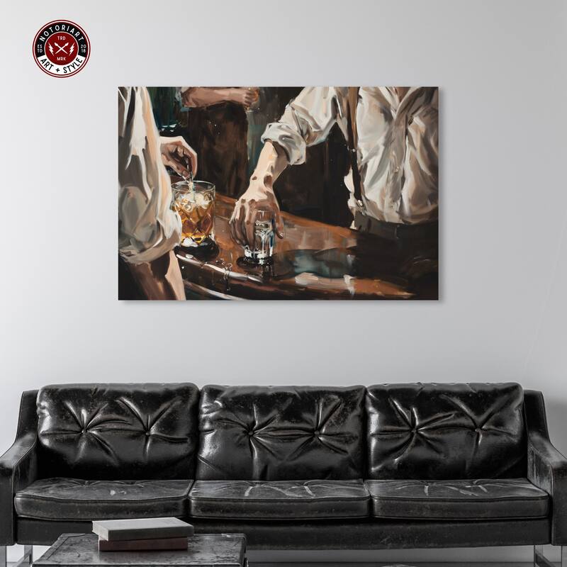 Notoriart Together For Drinks Gallery Wrapped Bar Cart Art For Men