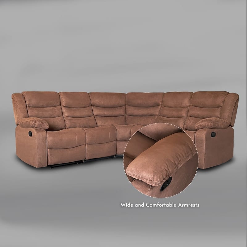 82" Width Polyester/Suede 5-Piece Manual Reclining Sectional Sofa