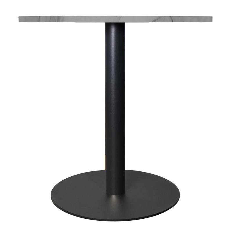Vail Round Dining Table 36 in. Sintered Stone Tabletop in Black Stainless Steel Round Pedestal Base for Kitchen and Dining Room