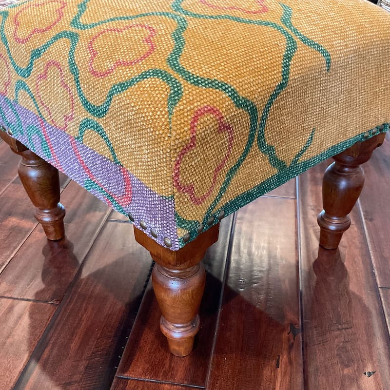 HERAT ORIENTAL Handmade Cotton Print Wood Stool
