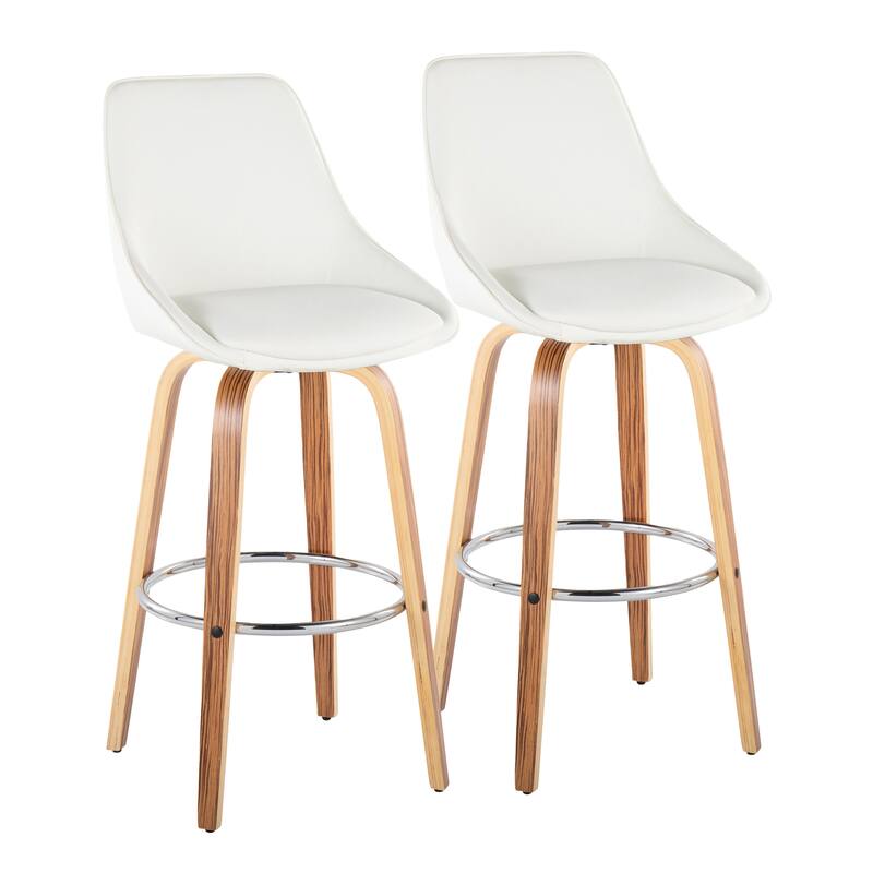 Carson Carrington Alba 30" Fixed-Height Bar Stool with Bent Wood Legs & Round Footrest (Set of 2)