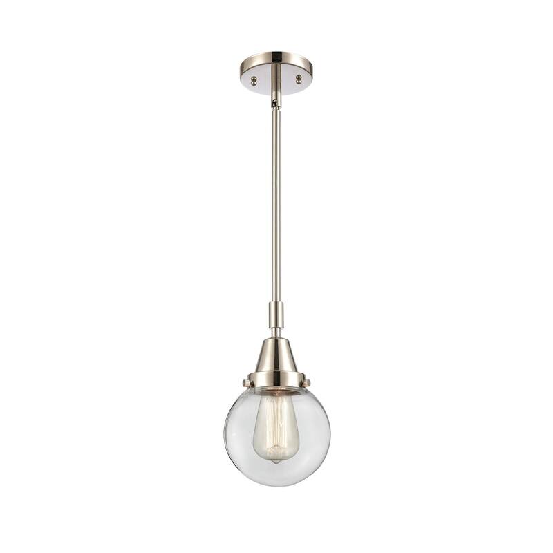 Innovations Lighting 447-1S-11-6 Beacon Pendant Beacon 6" Wide Mini - Polished Nickel / Clear