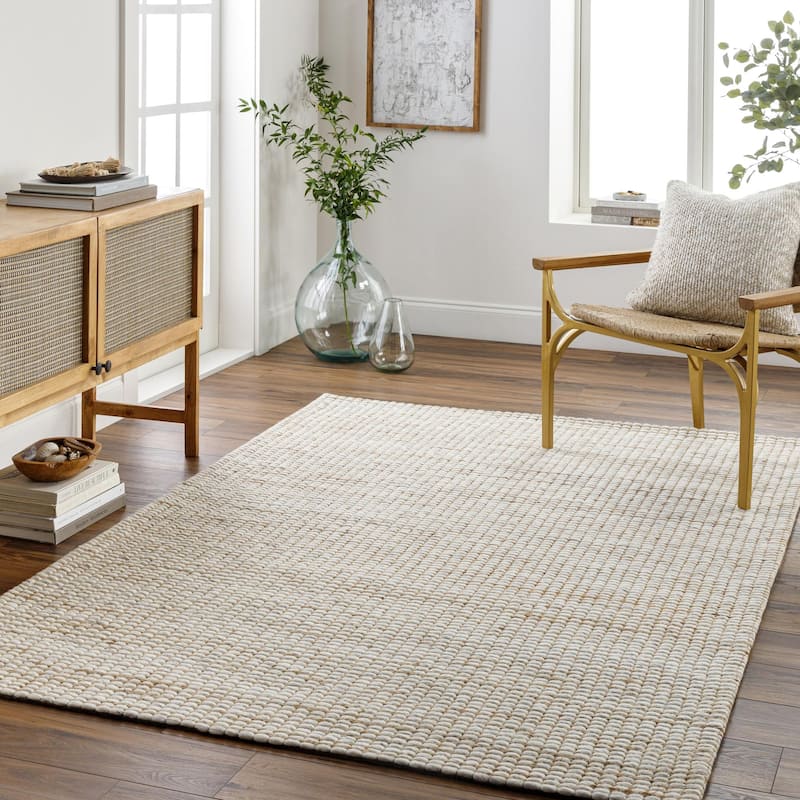 Livabliss Priya Handmade Jute & Wool Blend Area Rug - Ivory/Natural - 5' x 7' 6"
