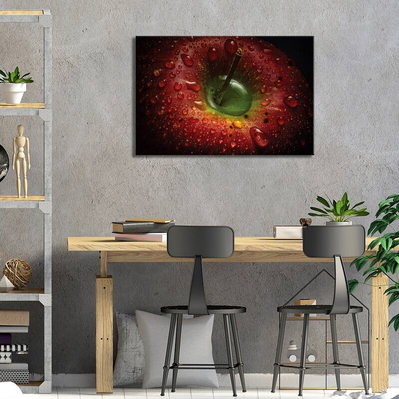 Red Apple Print On Wood by Aida Ianeva - Multi-Color